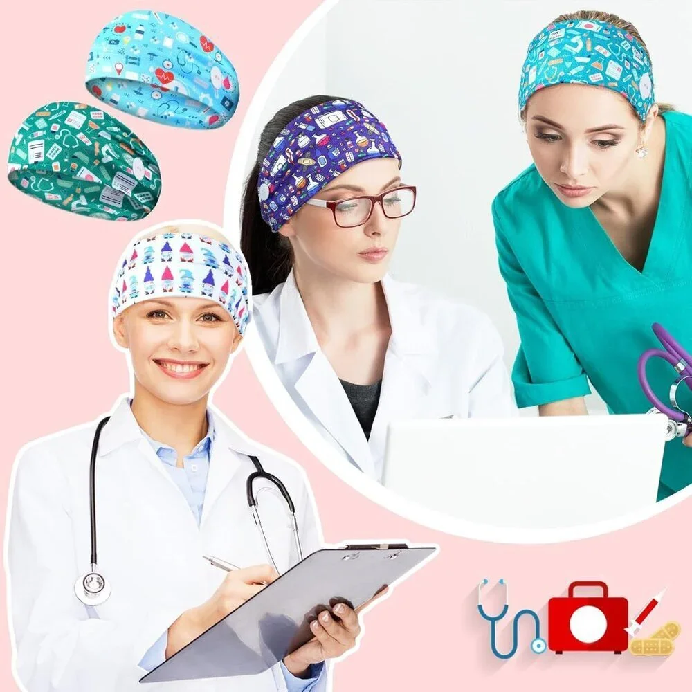 Nursing Headbands Cotton Polyester Elastic Non Slip With Buttons for Masks